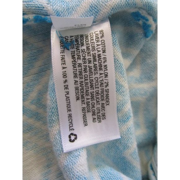 Merona Bright Blue White Diamond Pattern V Neck Ladies Medium Cardigan - Picture 8 of 8